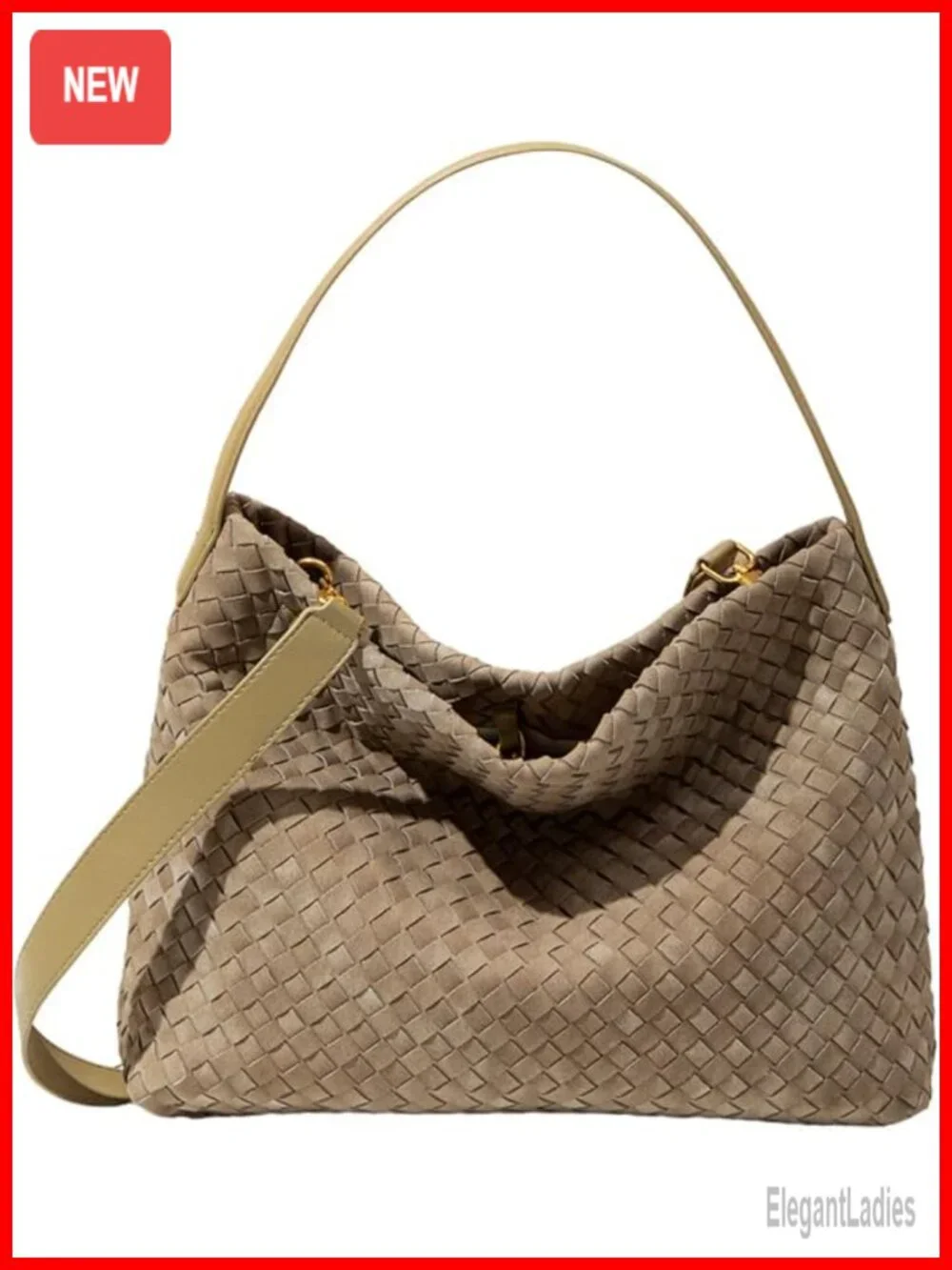 Slouchy Suede Woven Hobo Bag Crossbody Satchel Tote Handbag